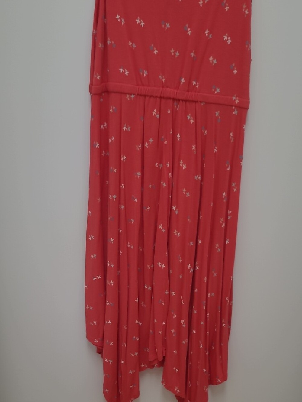 Joe Fresh Coral Pink Sleeveless Floral Handkerchief Hem Dress - Picture 6 of 6